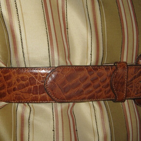 Ginnie Johansen Womens Brown Leather Coverd Buckle 35" Belt Snake Pattern - Picture 1 of 5